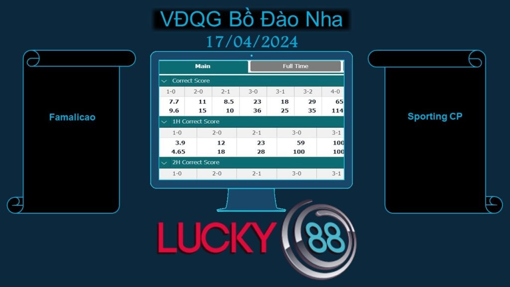 LUCKY88 Famalicao vs Sporting CP, Soi kèo bóng đá hôm nay 17/04/2024,  VĐQG Bồ Đào Nha