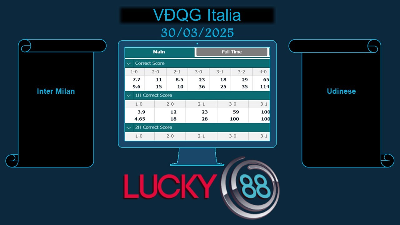 LUCKY88 Inter Milan vs Udinese, Soi kèo bóng đá hôm nay 30/03/2025, VĐQG Italia